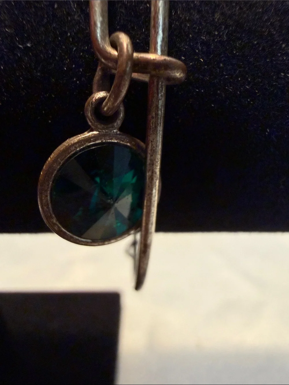 Alex and Ani Silver-Tone Bangle with Teal Crystal Charm
